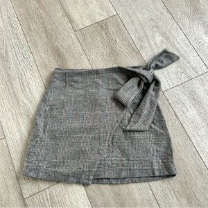 Wilfred Gray Plaid Wool Mini Skirt